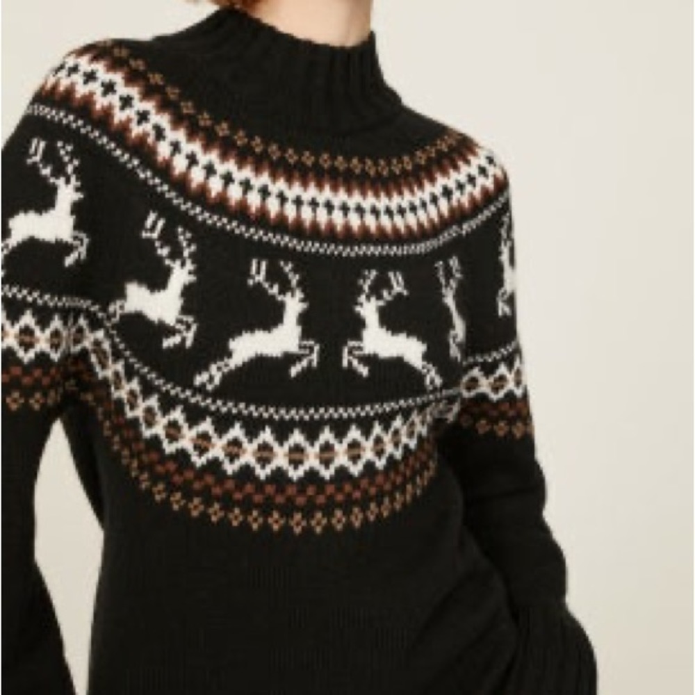 BARBOUR • Black Reindeer Knit Dress, Size 6 - Picture 3 of 3